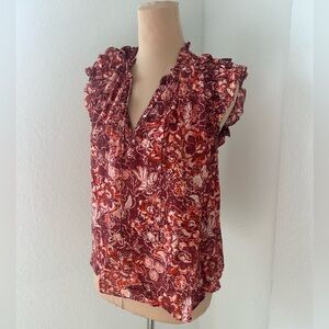 Ulla Johnson floral red ruffle blouse